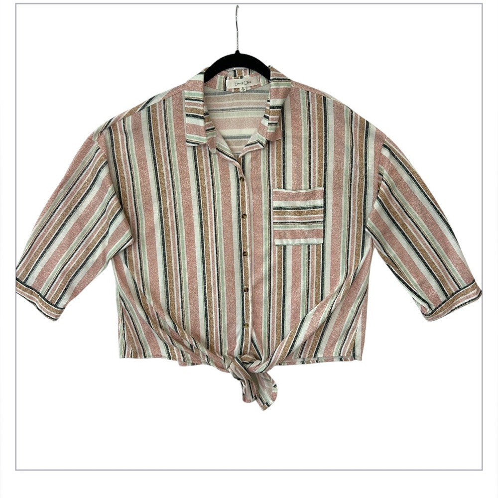 Eden Olivia Shirt Ladies XL Casual Button Down Front Tie